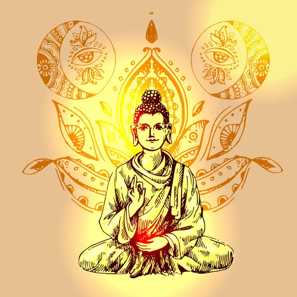 Illustration med buddha — Stock vektor