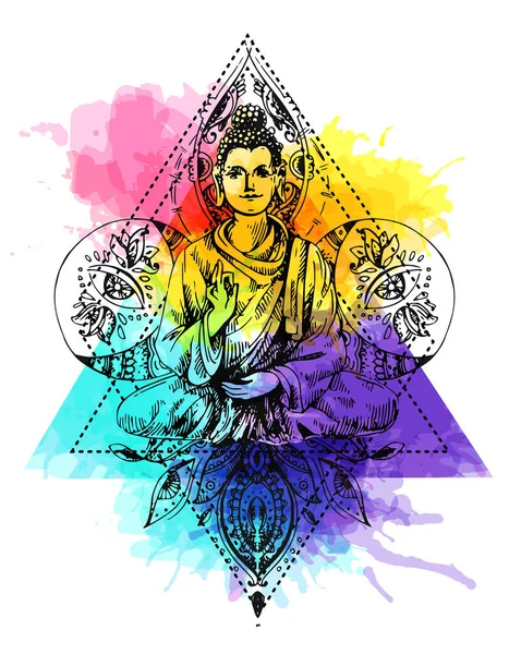 Illustration med buddha — Stock vektor