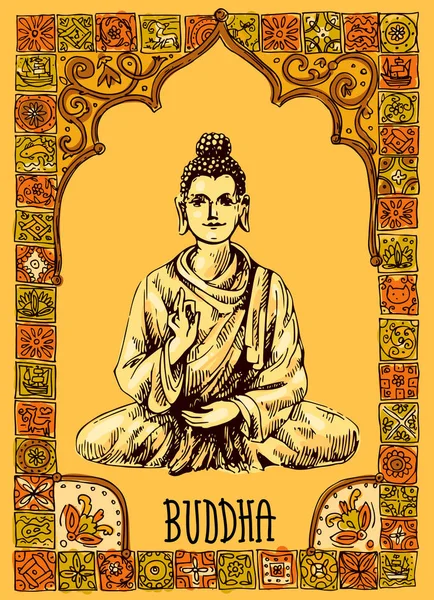 Ilustração com buddha — Vetor de Stock