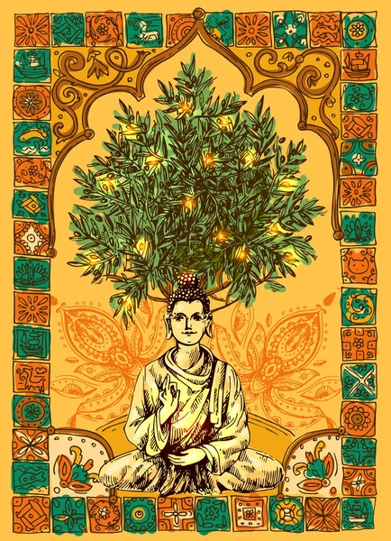 Ilustración con buddha — Archivo Imágenes Vectoriales