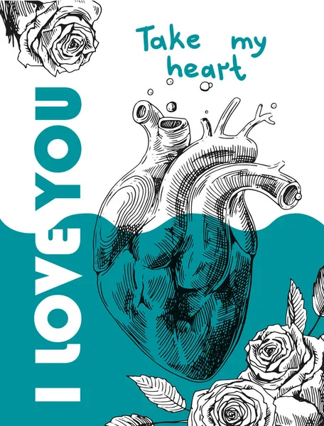 Bosquejo del corazón humano — Archivo Imágenes Vectoriales