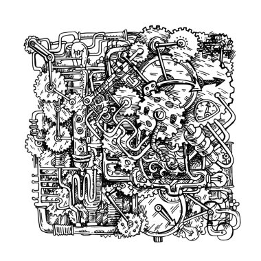 Steampunk tarzı illüstrasyon