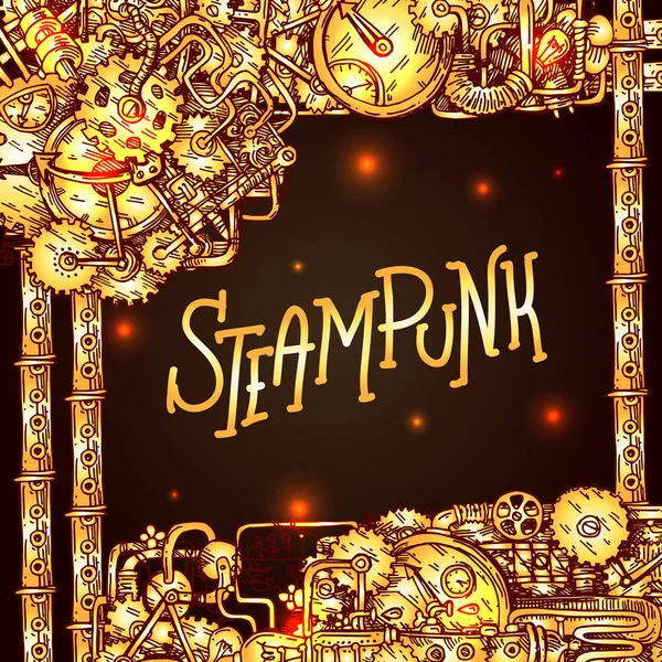 Ilustrasi gaya steampunk - Stok Vektor