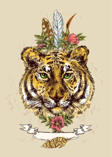 Cara de ilustración de tigre — Archivo Imágenes Vectoriales