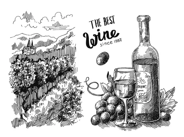 Vektor illustrationer vingård — Stock vektor