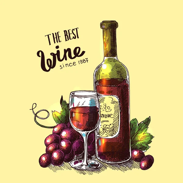 Ilustración con vino — Vector de stock