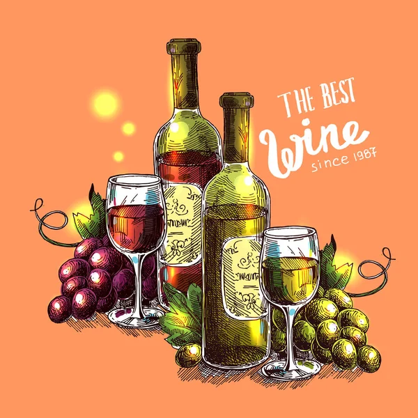 Ilustración con vino — Vector de stock