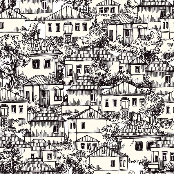 Village motif sans couture — Image vectorielle