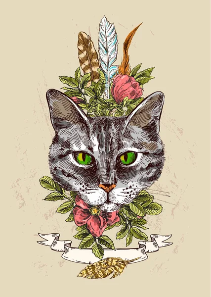 Illustratie portret van kat — Stockvector