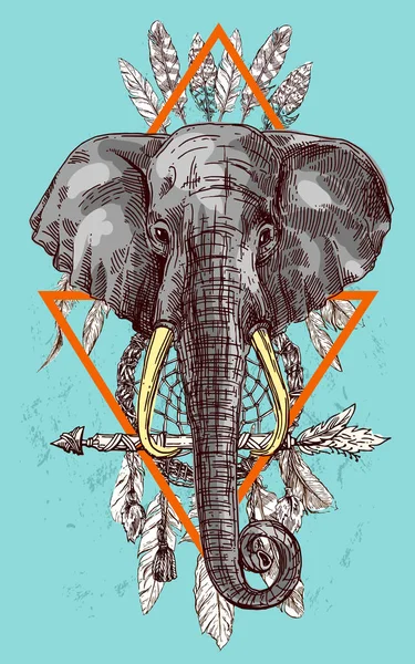 Illustratie portret van olifant — Stockvector
