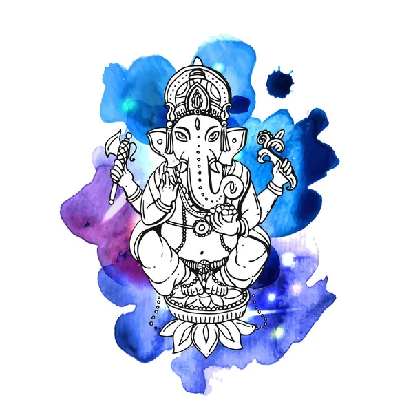 Vektorillustration med Ganesha — Stock vektor