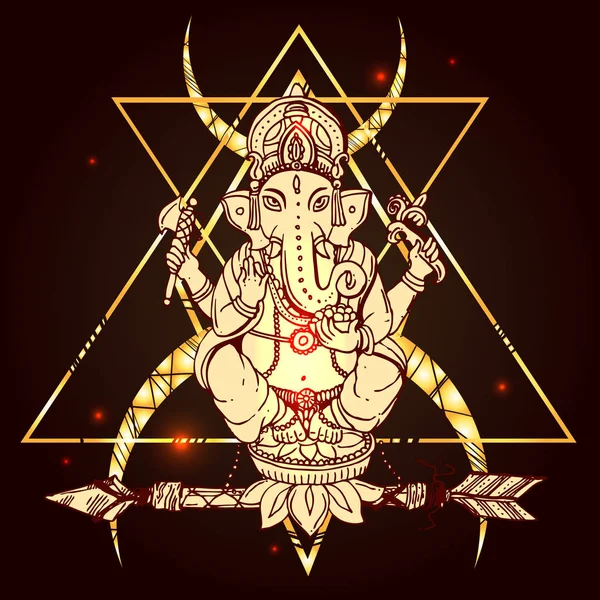 Vektor ilustrasi dengan Ganesha - Stok Vektor