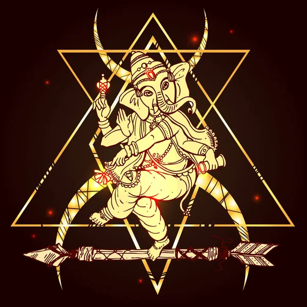 Vektor ilustrasi dengan Ganesha - Stok Vektor