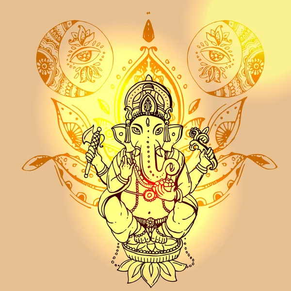 Illustrazione vettoriale con Ganesha . — Vettoriale Stock