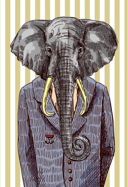 Elefante en chaqueta — Vector de stock