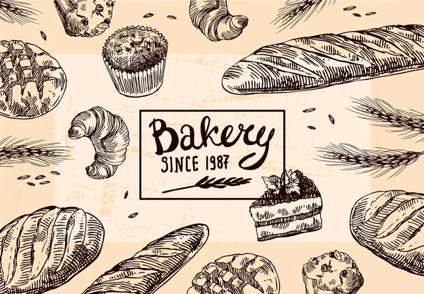 Pastelería de ilustración vectorial dibujada a mano . — Vector de stock