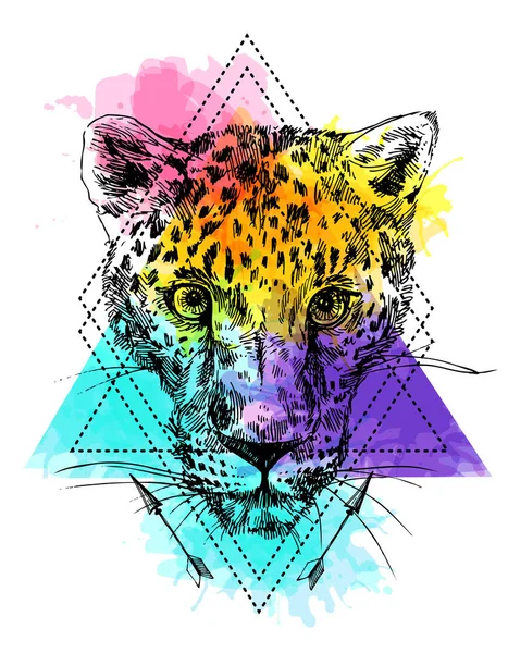 Vector handritade illustration leopard. — Stock vektor