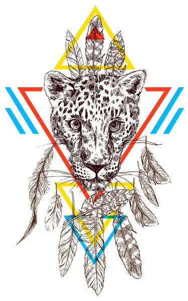 Wektor ilustracja ręcznie rysowane leopard. — Wektor stockowy