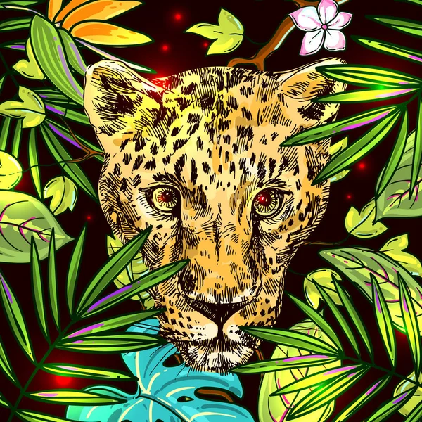 Wektor ilustracja ręcznie rysowane leopard. — Wektor stockowy