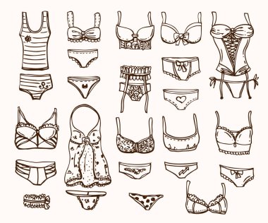 Elle çizilmiş simgeler iç çamaşırı