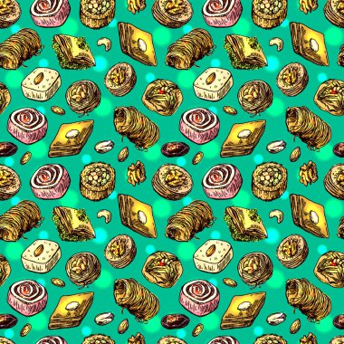 Oryantal tatlılar illüstrasyon.