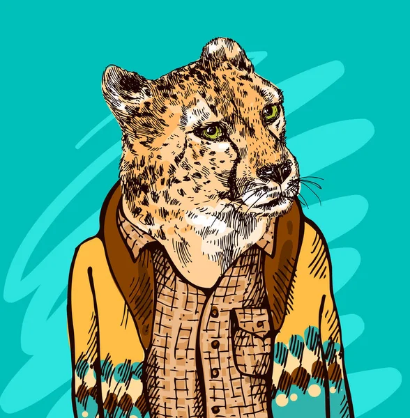Леопард в пиджаке — стоковый вектор