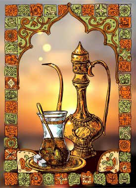 Doğu çay illüstrasyon