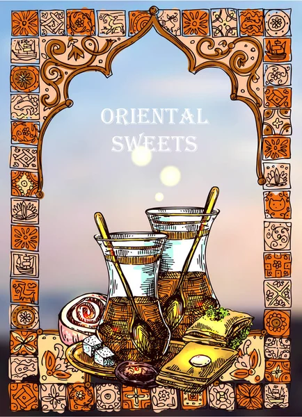 Ilustração do chá oriental — Vetor de Stock