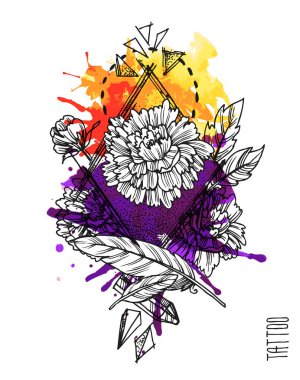 El drwan kroki çizimi. Dövme stil.