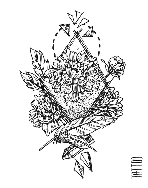 Illustrazione a mano drwan schizzo. Stile tatuaggio . — Vettoriale Stock