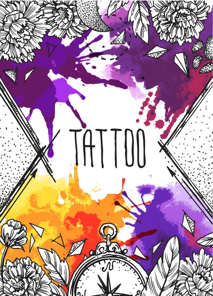 Tetoválás rajzos illusztráció — Stock Vector