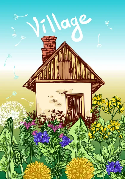 Illustration maison de village — Image vectorielle