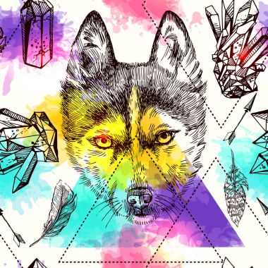 husky Dikişsiz desen çizimi