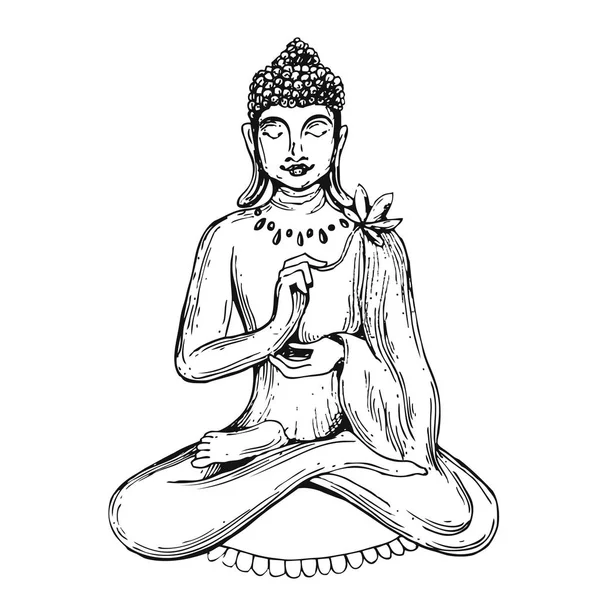 Vektorn illuastration med Buddha. — Stock vektor