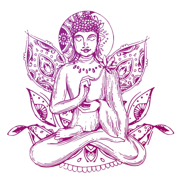 Vektorn illuastration med Buddha. — Stock vektor