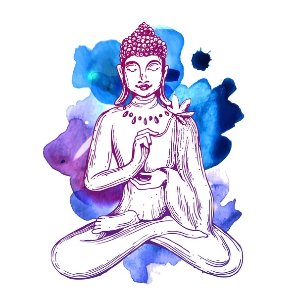 Vektorn illuastration med Buddha. — Stock vektor