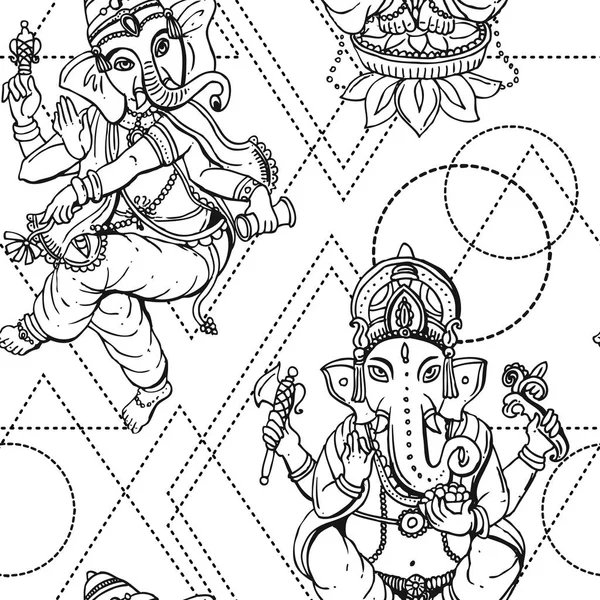 Vector sömlösa mönster ganesha — Stock vektor