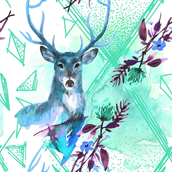 Watercolor illustration deer — Stock Photo, Image