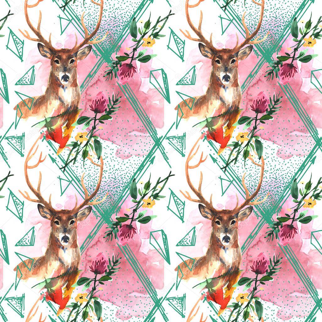 watercolor illustration deer
