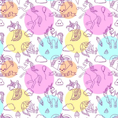 Vektör çizimi tek boynuzlu at güzel el çekilmiş.