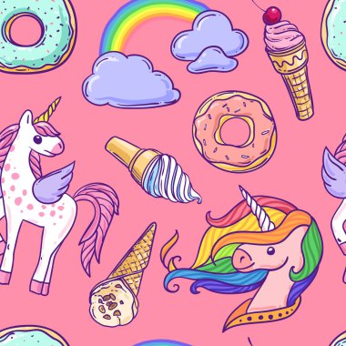 Vektör çizimi tek boynuzlu at güzel el çekilmiş.