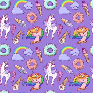 Vektör çizimi tek boynuzlu at güzel el çekilmiş.