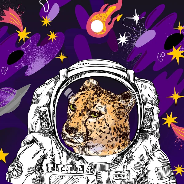 Astrounaut hjälmskiss. Handritad vektor illustration. — Stock vektor