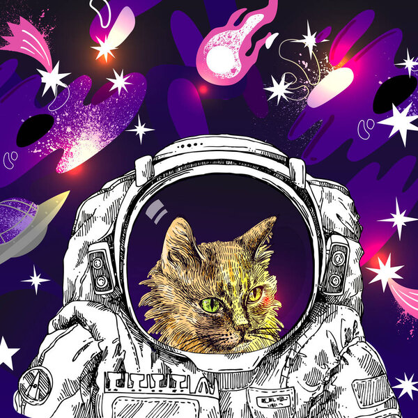 Astrounaut helmet sketch . Hand drawn vector illustration.