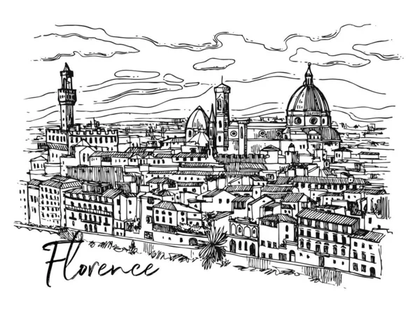Vektorová ilustrace Florencie. Vhodné pro italské suvenýry, potisk na trička, telefonní budky. — Stockový vektor
