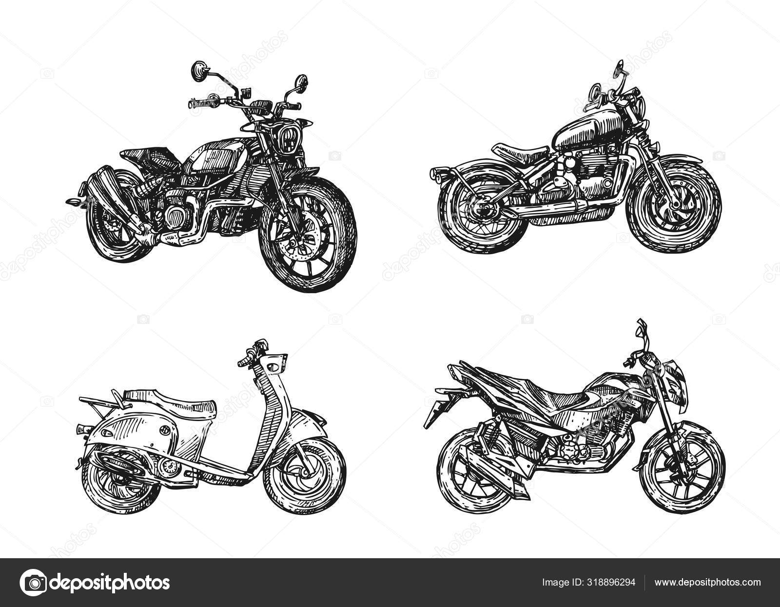 Desenho de ilustração vetorial desenhada à mão para moto de