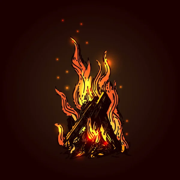 Campfire skiss vektor illustration. Handritad stil bild kan användas för webben — Stock vektor