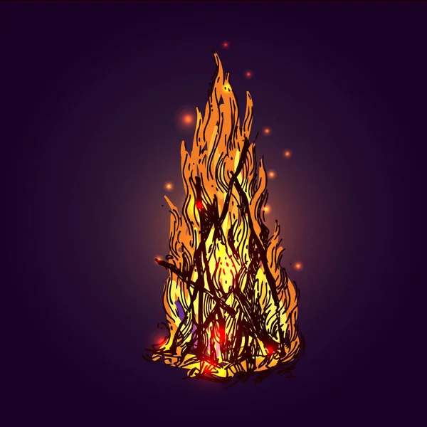 Illustrazione vettoriale schizzo Campfire. Immagine in stile disegnato a mano potrebbe essere utilizzato per il web — Vettoriale Stock