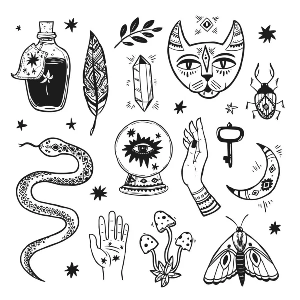 Magic elments. Hand drawn vector illustration sacred symbol. — 스톡 벡터