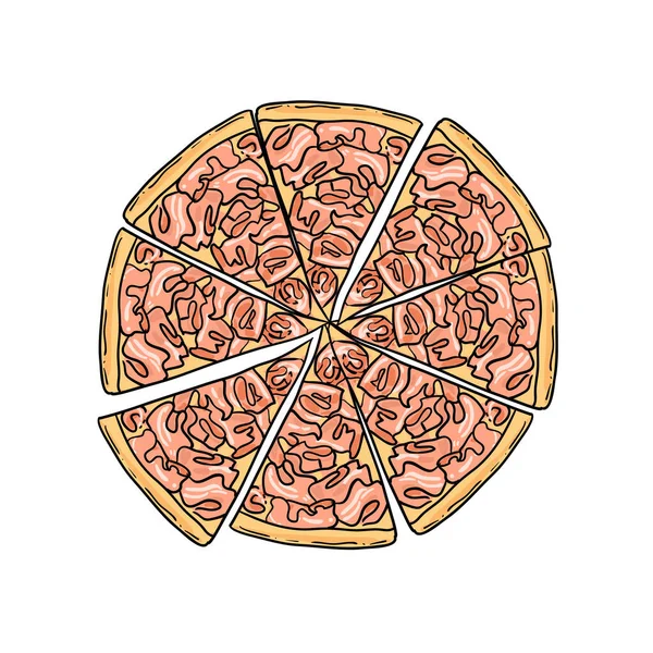 Illustrazione vettoriale pizza. Illustrazione cibo disegnato a mano . — Vettoriale Stock